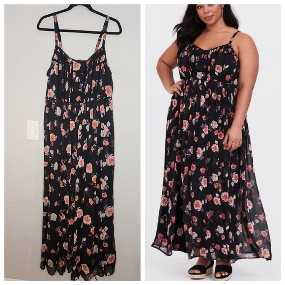 Torrid Pink and Black Sleeveless Maxi Sundress - Picture 1 of 16